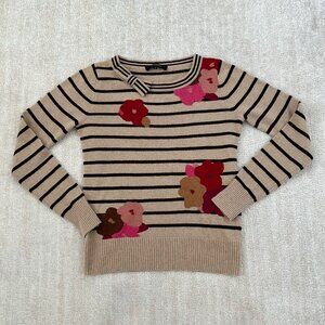 Vintage Weekend MaxMara Cashmere Wool Striped Floral Sweater S